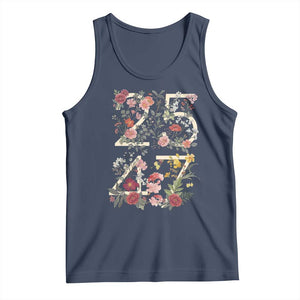 2547 Wildflower Floral Graphic Tank Top Subtle Coded 25th Amendment Political Satire Aesthetic TS02 Navy Print Your Wear