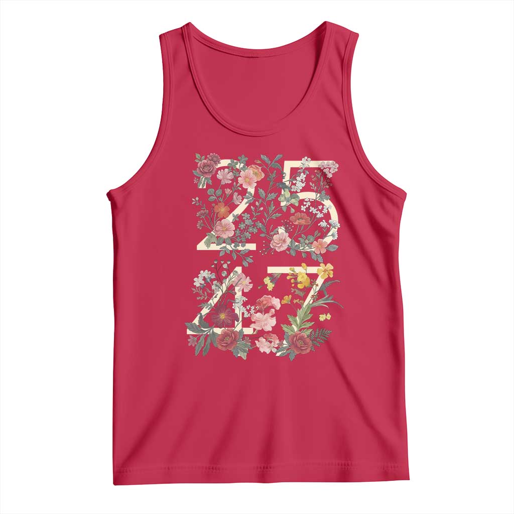 2547 Wildflower Floral Graphic Tank Top Subtle Coded 25th Amendment Political Satire Aesthetic TS02 Red Print Your Wear