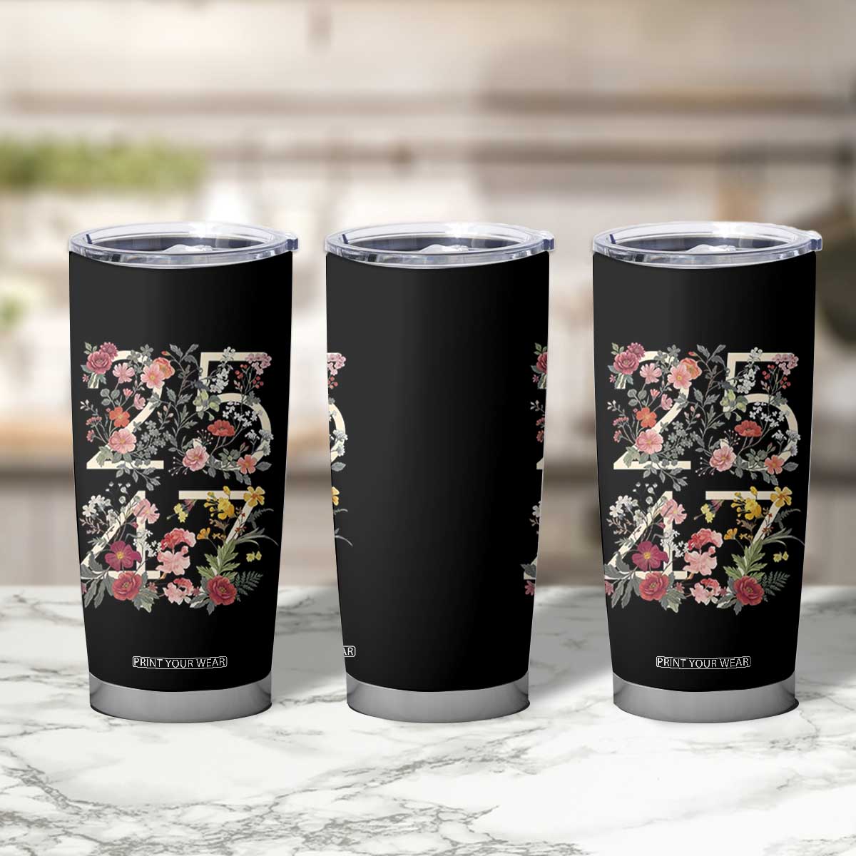 2547 Wildflower Floral Graphic Tumbler Cup Subtle Coded 25th Amendment Political Satire Aesthetic TS02 Print Your Wear