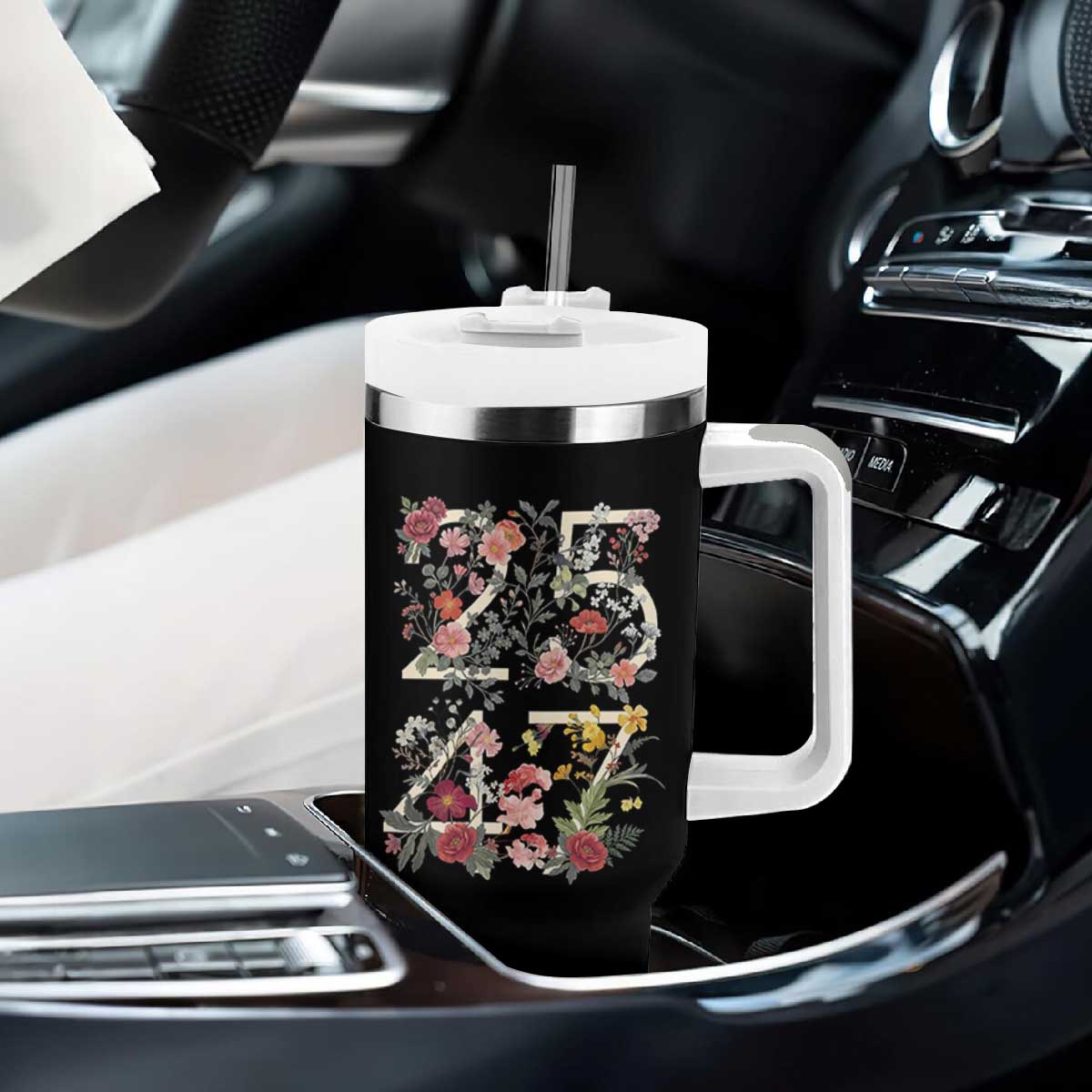 2547 Wildflower Floral Graphic Tumbler With Handle Subtle Coded 25th Amendment Political Satire Aesthetic TS02 Print Your Wear