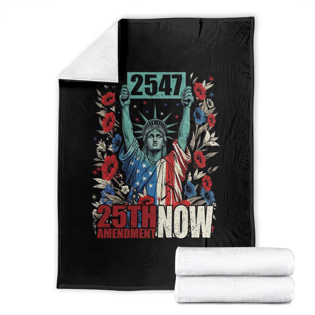 25th Amendment Now 2547 Throw Blanket Statue of Liberty Floral Political Statement Graphic TS02 Black Print Your Wear