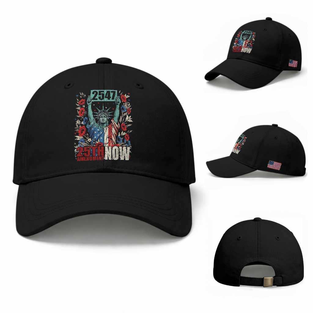 25th Amendment Now 2547 Baseball Cap Statue of Liberty Floral Political Statement Graphic TS02 Baseball Cap Universal Fit Black Print Your Wear