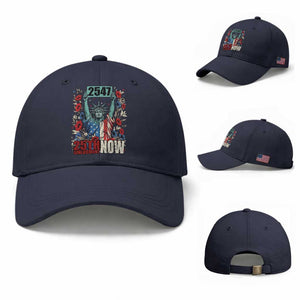 25th Amendment Now 2547 Baseball Cap Statue of Liberty Floral Political Statement Graphic TS02 Baseball Cap Universal Fit Navy Print Your Wear