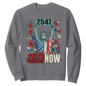 25th Amendment Now 2547 Sweatshirt Statue of Liberty Floral Political Statement Graphic TS02 Charcoal Print Your Wear
