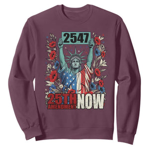 25th Amendment Now 2547 Sweatshirt Statue of Liberty Floral Political Statement Graphic TS02 Maroon Print Your Wear