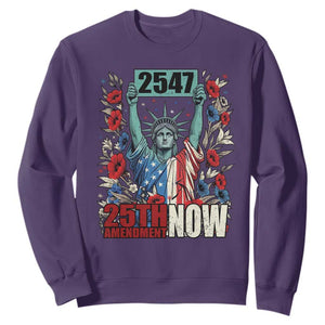 25th Amendment Now 2547 Sweatshirt Statue of Liberty Floral Political Statement Graphic TS02 Purple Print Your Wear