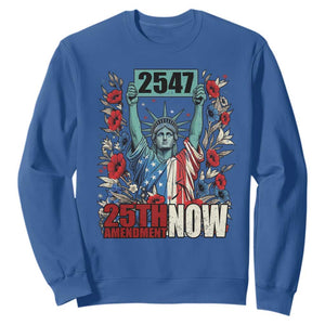 25th Amendment Now 2547 Sweatshirt Statue of Liberty Floral Political Statement Graphic TS02 Royal Blue Print Your Wear