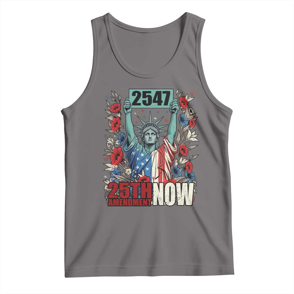 25th Amendment Now 2547 Tank Top Statue of Liberty Floral Political Statement Graphic TS02 Deep Heather Print Your Wear