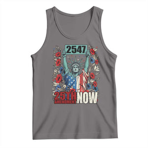 25th Amendment Now 2547 Tank Top Statue of Liberty Floral Political Statement Graphic TS02 Deep Heather Print Your Wear