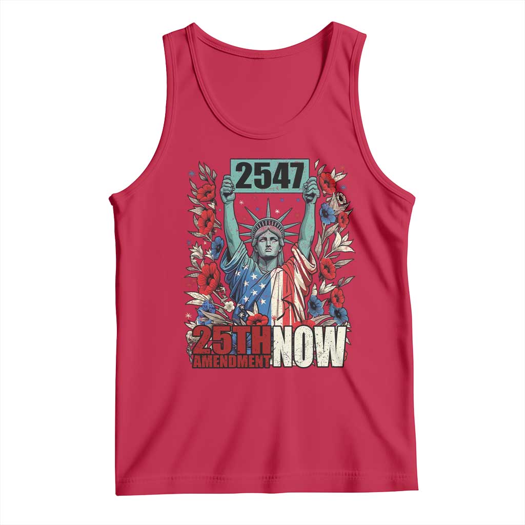 25th Amendment Now 2547 Tank Top Statue of Liberty Floral Political Statement Graphic TS02 Red Print Your Wear