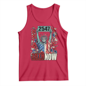25th Amendment Now 2547 Tank Top Statue of Liberty Floral Political Statement Graphic TS02 Red Print Your Wear