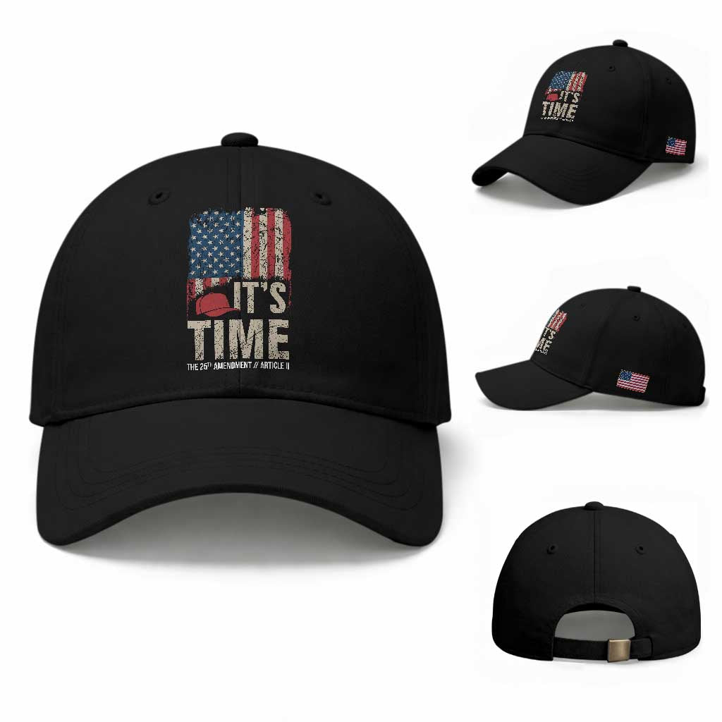 It's Time The 25th Amendment Baseball Cap Article II Red Hat Distressed American Flag Graphic TS02 Baseball Cap Universal Fit Black Print Your Wear