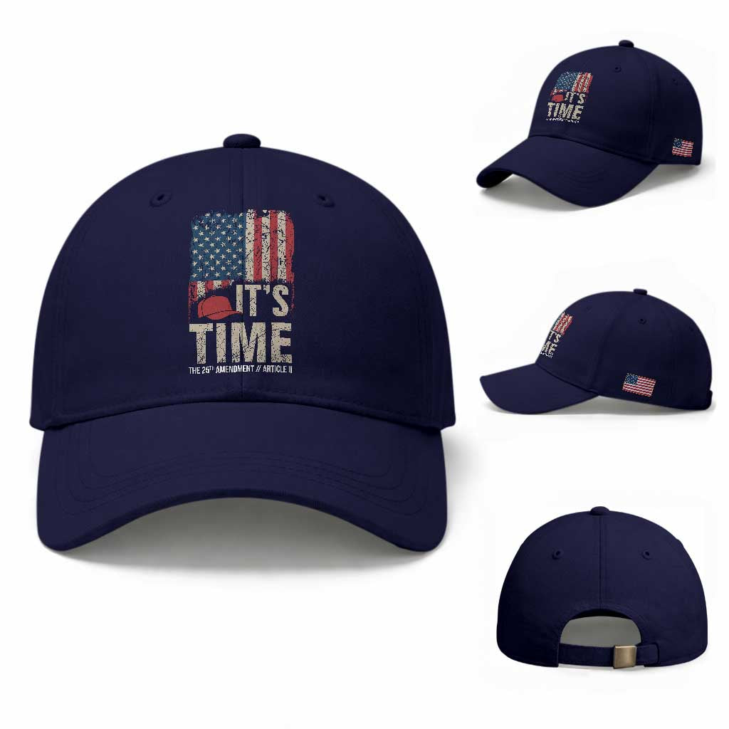 It's Time The 25th Amendment Baseball Cap Article II Red Hat Distressed American Flag Graphic TS02 Baseball Cap Universal Fit Dark Blue Print Your Wear