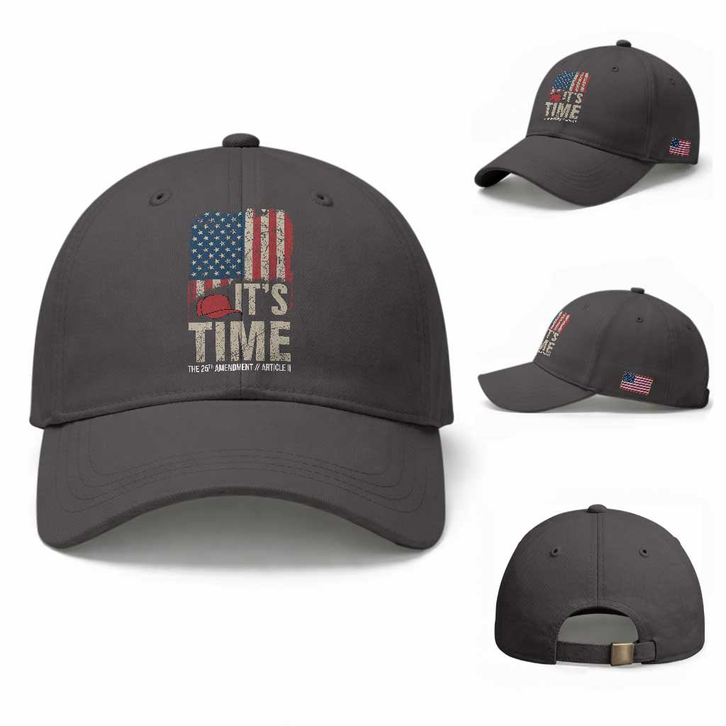 It's Time The 25th Amendment Baseball Cap Article II Red Hat Distressed American Flag Graphic TS02 Baseball Cap Universal Fit Dark Gray Print Your Wear