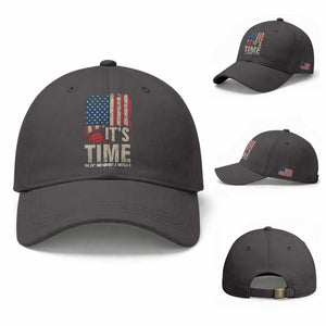 It's Time The 25th Amendment Baseball Cap Article II Red Hat Distressed American Flag Graphic TS02 Baseball Cap Universal Fit Dark Gray Print Your Wear