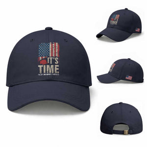 It's Time The 25th Amendment Baseball Cap Article II Red Hat Distressed American Flag Graphic TS02 Baseball Cap Universal Fit Navy Print Your Wear