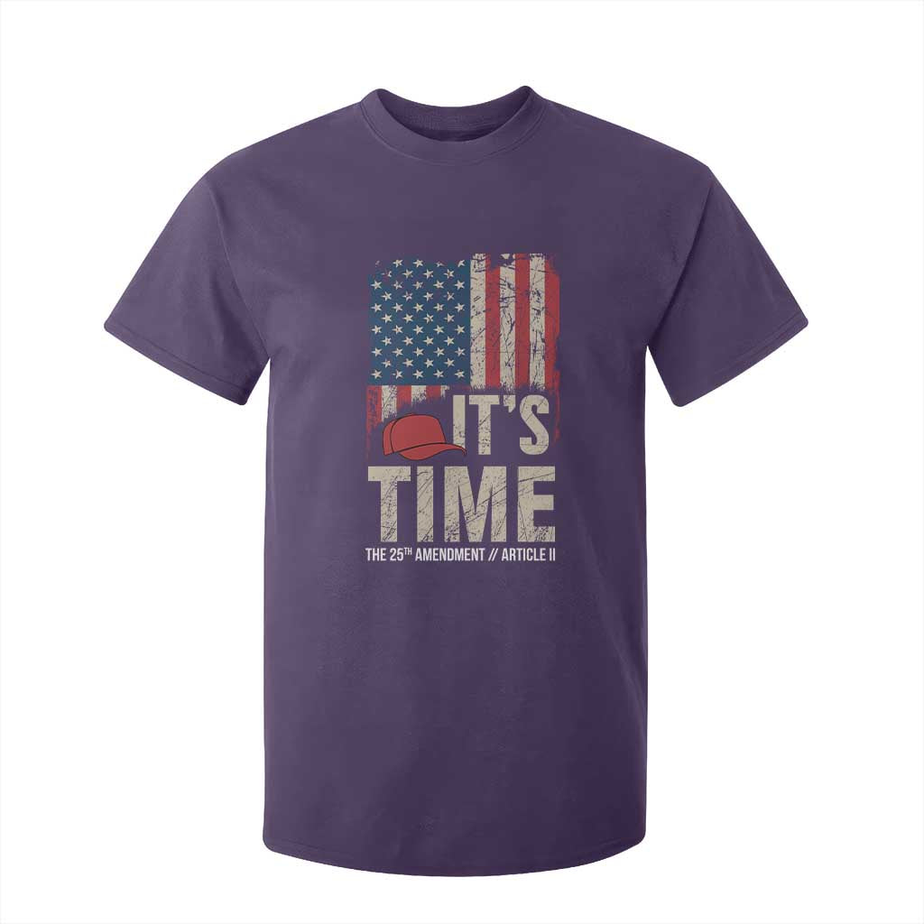 It's Time The 25th Amendment T Shirt For Kid Article II Red Hat Distressed American Flag Graphic TS02 Purple Print Your Wear