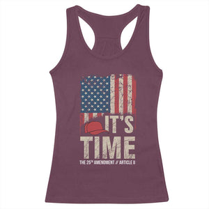 It's Time The 25th Amendment Racerback Tank Top Article II Red Hat Distressed American Flag Graphic TS02 Maroon Print Your Wear