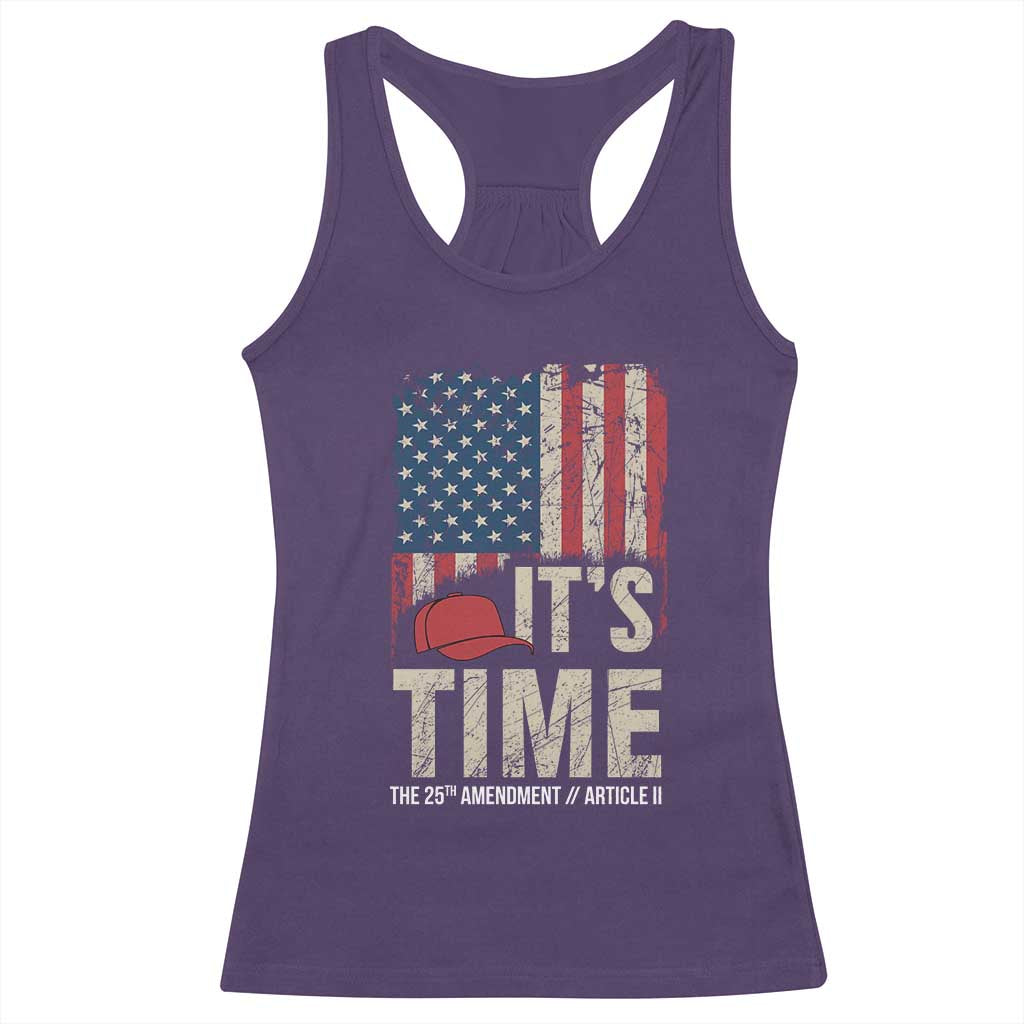It's Time The 25th Amendment Racerback Tank Top Article II Red Hat Distressed American Flag Graphic TS02 Purple Print Your Wear