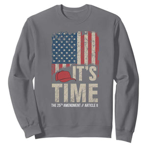It's Time The 25th Amendment Sweatshirt Article II Red Hat Distressed American Flag Graphic TS02 Charcoal Print Your Wear
