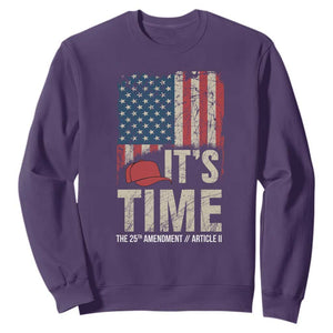 It's Time The 25th Amendment Sweatshirt Article II Red Hat Distressed American Flag Graphic TS02 Purple Print Your Wear