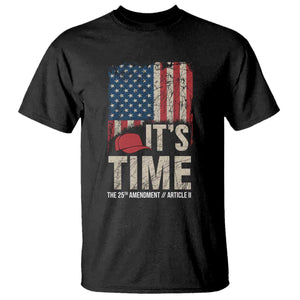 It's Time The 25th Amendment T Shirt Article II Red Hat Distressed American Flag Graphic TS02 Black Print Your Wear