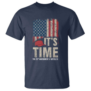 It's Time The 25th Amendment T Shirt Article II Red Hat Distressed American Flag Graphic TS02 Navy Print Your Wear