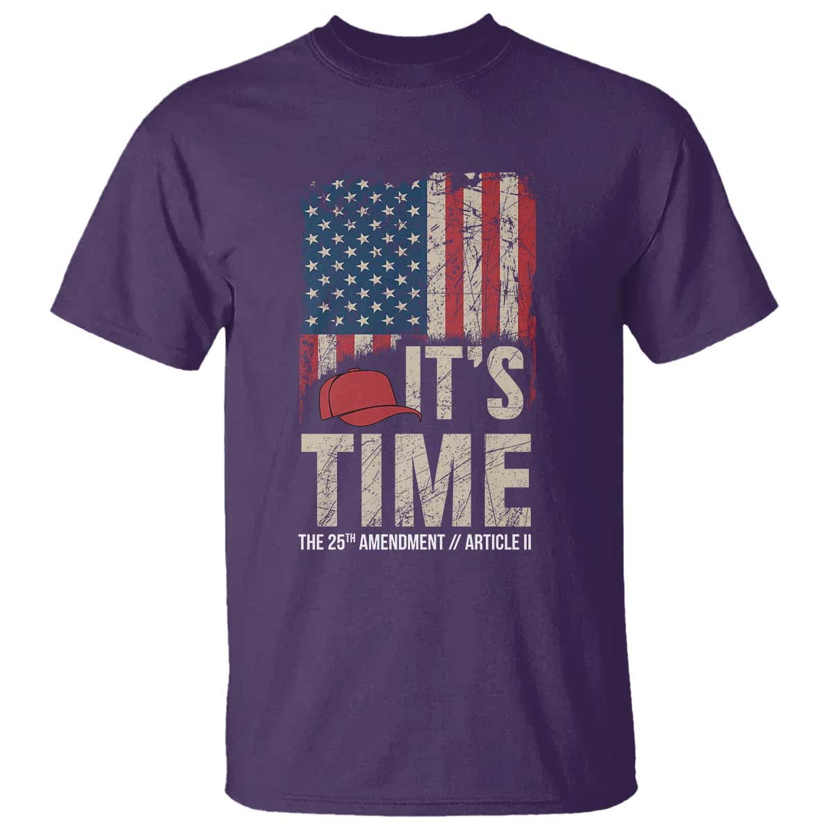 It's Time The 25th Amendment T Shirt Article II Red Hat Distressed American Flag Graphic TS02 Purple Print Your Wear