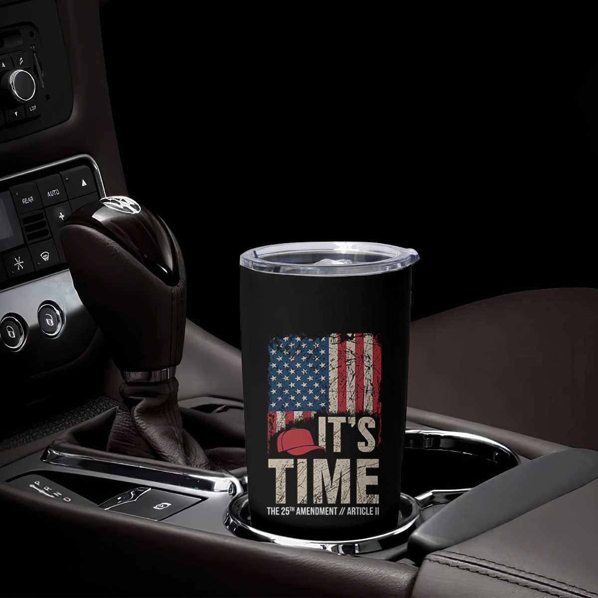 It's Time The 25th Amendment Tumbler Cup Article II Red Hat Distressed American Flag Graphic TS02 Print Your Wear