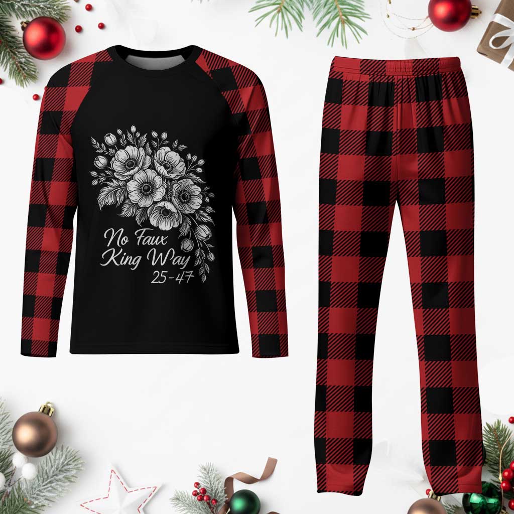 No Faux King Way 25 47 Plaid Pajama Set Floral Bouquet Resist Authoritarian 25th Amendment TS02 Buffalo Plaid Print Your Wear