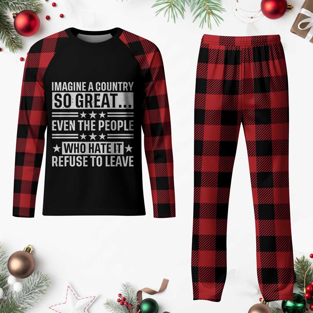 Patriotic American Pride Typography Graphic Plaid Pajama Set Imagine A Country So Great Sarcasm TS02 Buffalo Plaid Print Your Wear