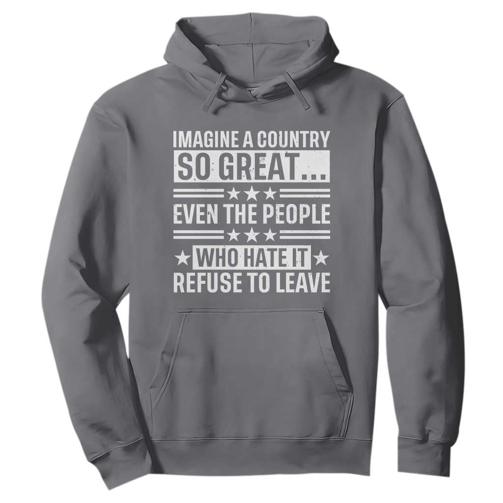 Patriotic American Pride Typography Graphic Hoodie Imagine A Country So Great Sarcasm TS02 Charcoal Print Your Wear