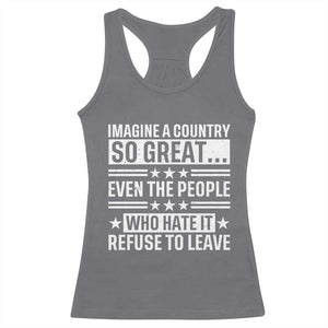 Patriotic American Pride Typography Graphic Racerback Tank Top Imagine A Country So Great Sarcasm TS02 Charcoal Print Your Wear