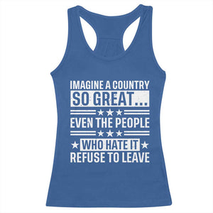 Patriotic American Pride Typography Graphic Racerback Tank Top Imagine A Country So Great Sarcasm TS02 Royal Blue Print Your Wear
