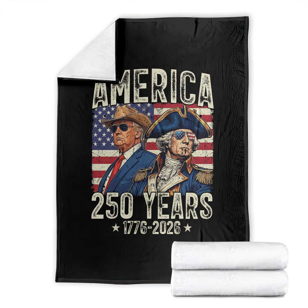 America Semiquincentennial George Washington and Trump Throw Blanket 250 Years 1776-2026 Patriotic Founding Fathers Legacy TS02 Black Print Your Wear