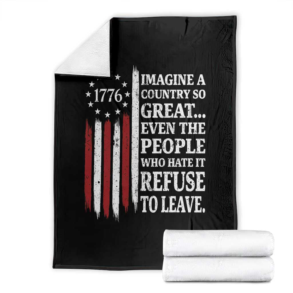 Vintage 1776 Betsy Ross Flag Imagine A Country So Great Throw Blanket Retro Patriotic American Heritage TS02 Black Print Your Wear
