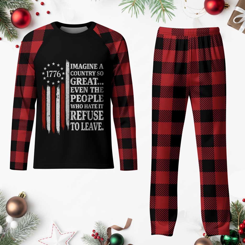 Vintage 1776 Betsy Ross Flag Imagine A Country So Great Plaid Pajama Set Retro Patriotic American Heritage TS02 Buffalo Plaid Print Your Wear