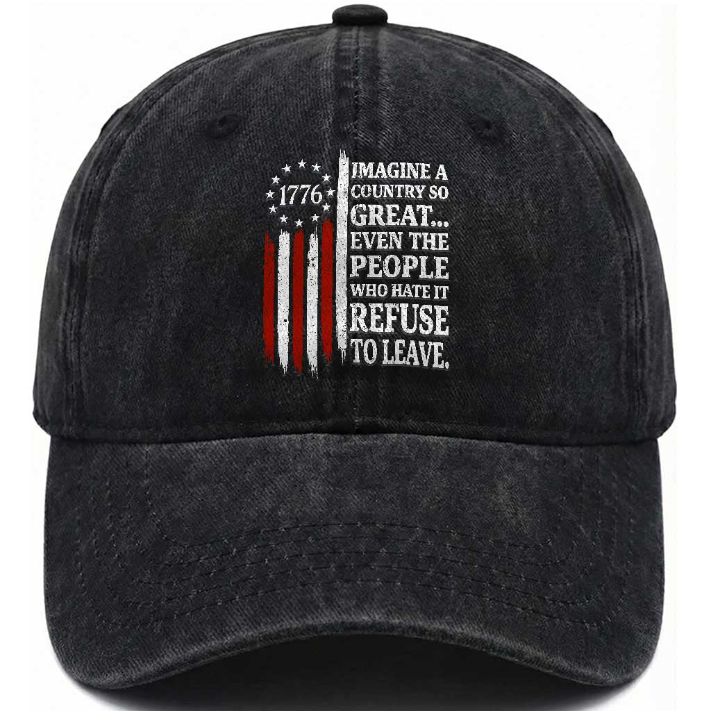 Vintage 1776 Betsy Ross Flag Imagine A Country So Great Washed Cotton Baseball Cap Retro Patriotic American Heritage TS02 Print Your Wear