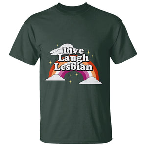 Live Laugh Lesbian Pride T Shirt LGBTQ Pride Flag Rainbow TS02 Dark Forest Green Printyourwear