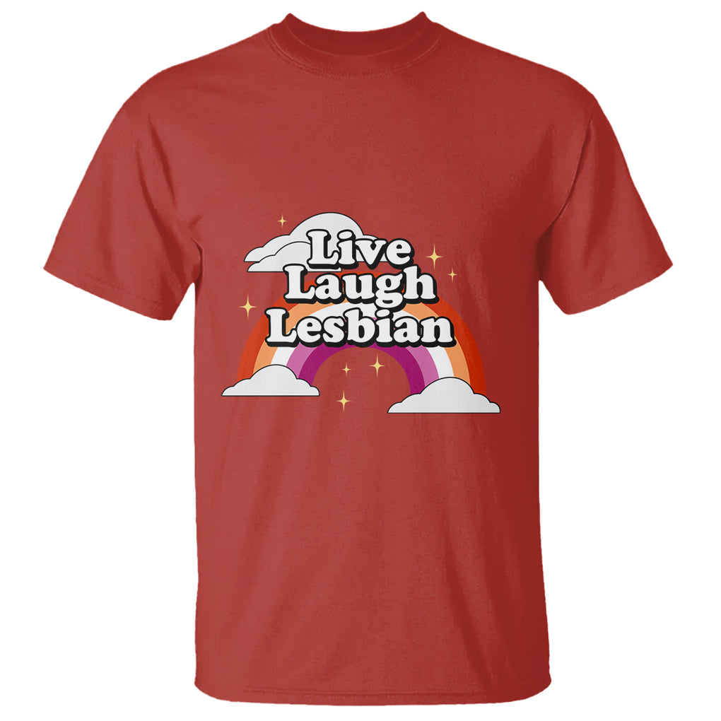Live Laugh Lesbian Pride T Shirt LGBTQ Pride Flag Rainbow TS02 Red Printyourwear