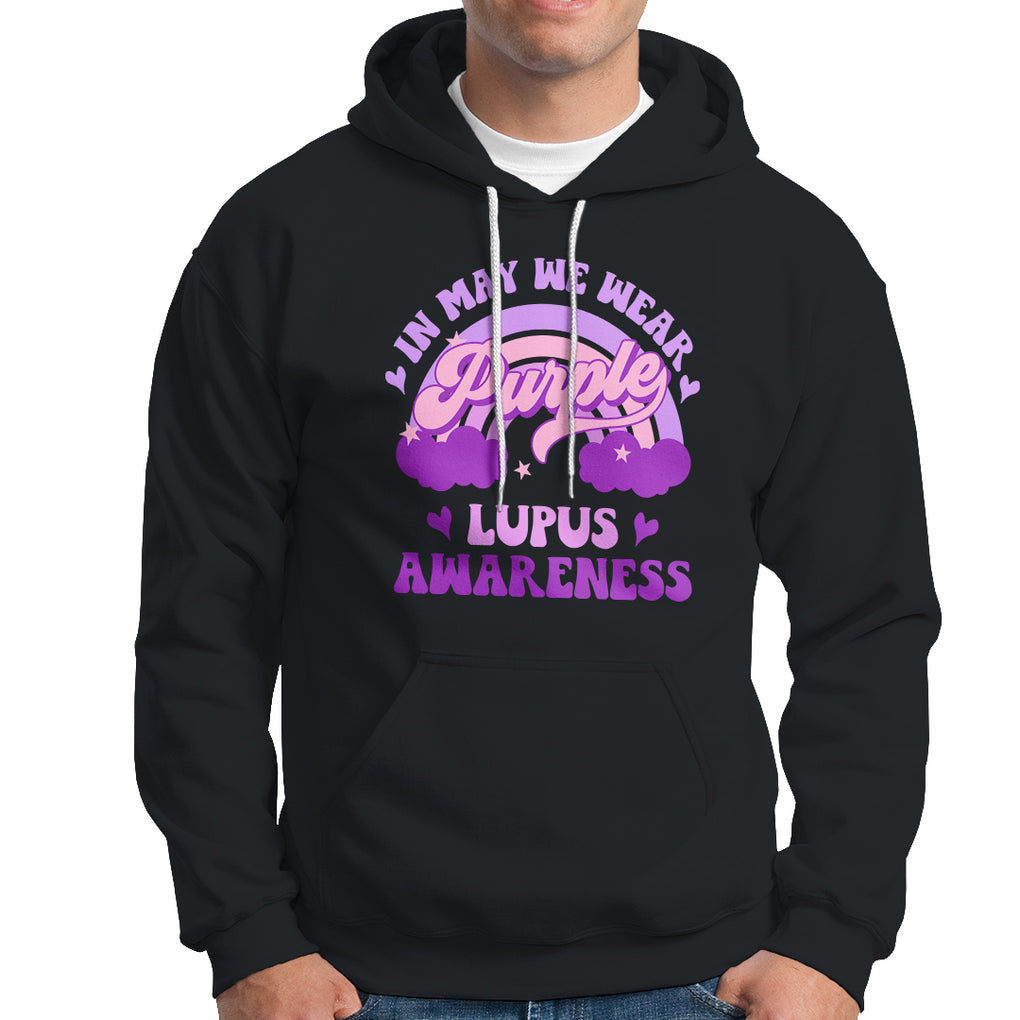 Lupus Awareness Hoodie In May We Wear Purple Lupus Awareness Purple Ribbon Awareness TS02 Black Printyourwear