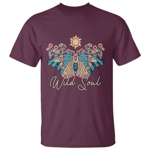 Spiritual Moth T Shirt Wild Soul Vintage Floral TS02 Maroon Print Your Wear