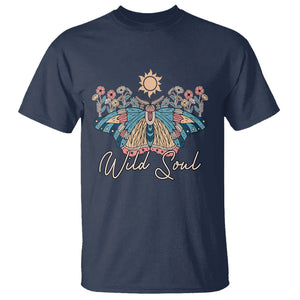 Spiritual Moth T Shirt Wild Soul Vintage Floral TS02 Navy Print Your Wear