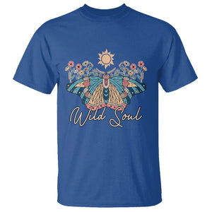 Spiritual Moth T Shirt Wild Soul Vintage Floral TS02 Royal Blue Print Your Wear