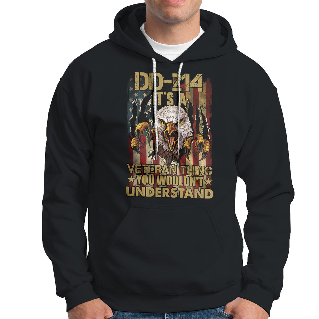 DD-214 It's A Veteran Thing You Wouldn't Understand US Flag Bald Eagle Hoodie TS02 Dark Heather Printyourwear