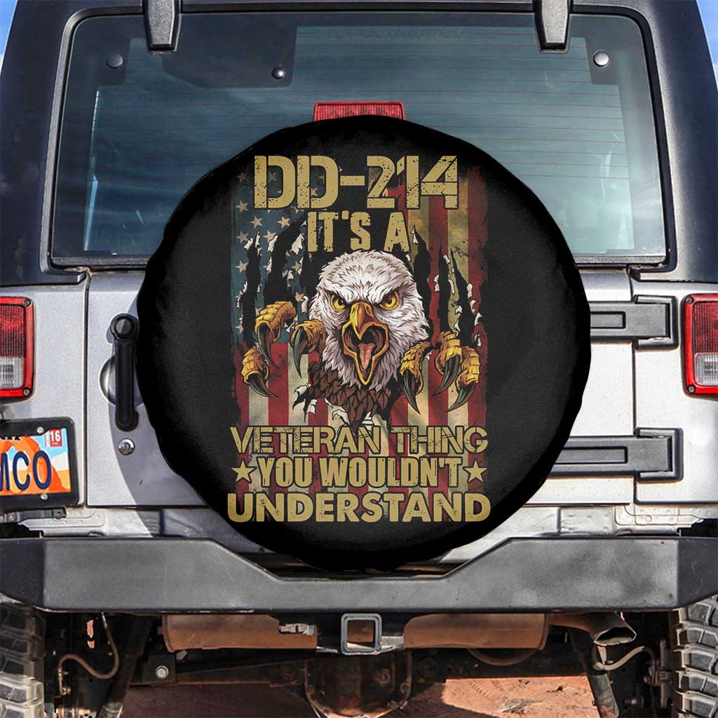 Veteran Spare Tire Cover DD-214 It's A Veteran Thing You Wouldn't Understand US Flag Bald Eagle TS02 No hole Black Print Your Wear