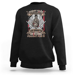 Veteran Sweatshirt Don't Take Freedom For Granted They Fought For It US Flag Memorial Soldier TS02 Dark Heather Printyourwear