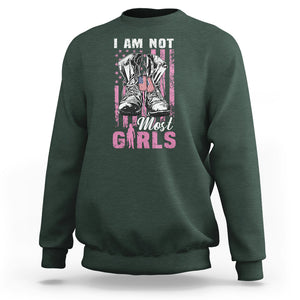 Female Veteran Sweatshirt I Am Not Most Girls American Flag Combat Boots And Dog Tags TS02 Printyourwear