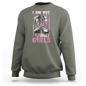 Female Veteran Sweatshirt I Am Not Most Girls American Flag Combat Boots And Dog Tags TS02 Printyourwear