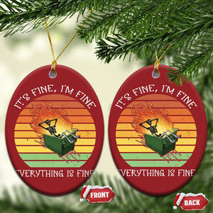 Dumpster Fire Skeleton Christmas Ornament It's Fine I'm Fine Everything Is Fine TS02 Oval Red Print Your Wear